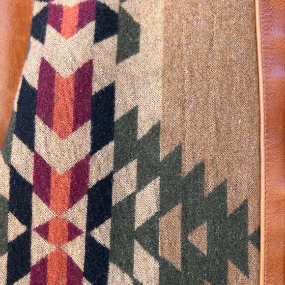 Vintage Men’s Leather Wool Navajo Jacket Western Southwestern Large - Picture 10 of 12